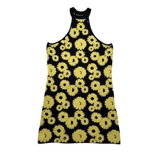 Urban Outfitters Sleeveless Sweater Mini Dress Yellow Black Flower Print Large